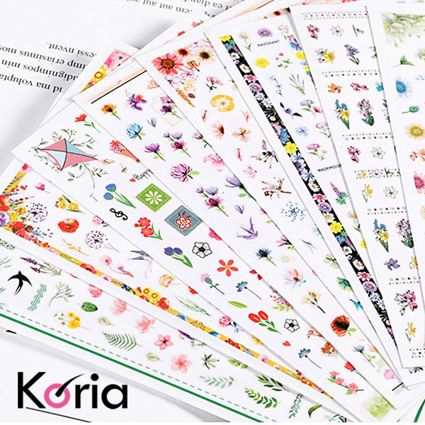 Decal dán móng 2D hình hoa Koria (F540)